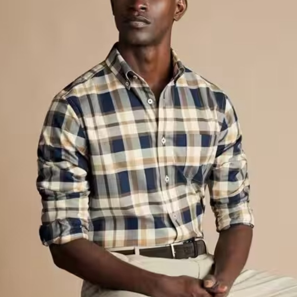 Charles Tyrwhitt | Plaid Button-Up Shirt | Classic Fit | Non-Iron | Med